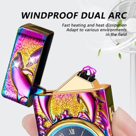 BABOBIU - Encendedor eléctrico de delfines fresco a prueba de viento, sin llama, encendedor recargable por USB, con esfera de reloj fría, regalo para hombres, novio, marido (colorido)