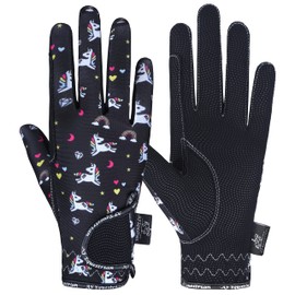 AFE Kids Gloves For Girls Boys Unisex Horse Riding Gloves Outdoor Gloves Sports Gloves Cycling Gloves For Children Unicorn Design (Medium)