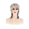Sallcks Short Grey White Mullet Wig with Bangs Shaggy Layered
