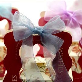 Aitoubil 1 Inch Shimmer Sheer Organza Ribbon,Fabric Ribbons for Bouquets Garland,Wedding,Gift Wrapping,Hair,Crafts,Decoration 50yards (Grey)