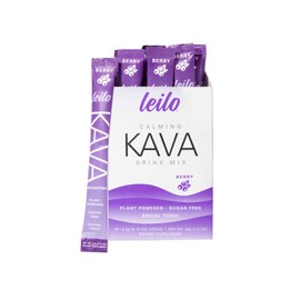 LEILO Calming Kava Drink Mix – Berry, 10 Stick Packs (Plant-Based Relaxation Powder, Non-Alcoholic, Sugar-Free Herbal Supplement)