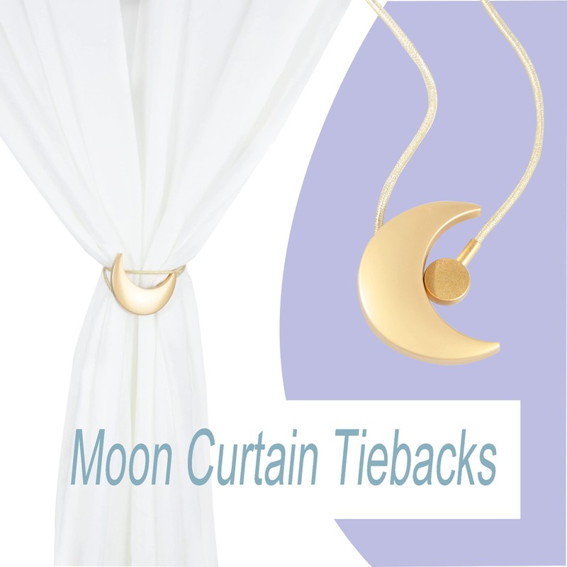 Magnetic Curtain Tiebacks Alloy Moon Curtain Holdbacks Silver/Gold Curtain Tie