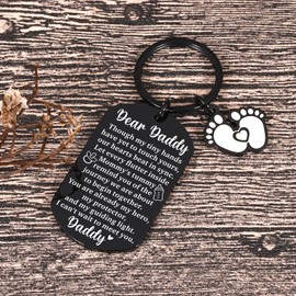 New Dad Gifts First Time Dad Gifts Best Gender Reveal Gifts Dad to Be Gifts for 1st Time Dad Fathers Day Keychain from Daughter Wife Son New Father to Be Expectant Dad Gifts Daddy to Be Soon to Be Dad