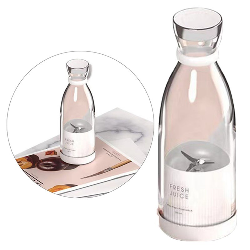 Mini Juice Extractor Bottle White Portable Rechargeable Cordless 4 Blades