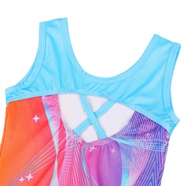 TFJH E Gymnastic Leotard Girls Practice Outfits Ballet Dancewear Tumbling Sportwear Blue Orange 6A
