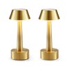 2 Pack Small Cordless Table Lamp, Battery Operated Gold Lamp