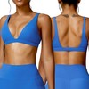 FEOYA Women Low Medium Impact Sports Bra Deep V Neck