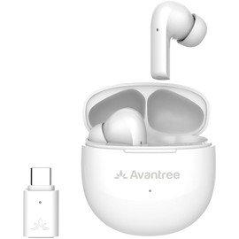 Avantree Reverb - Wireless Earbuds for PC, Computer, Laptop with USB C Adapter Bluetooth 5.2, Noise Cancelling Mic & aptX Voice Headset for Clear Calls, and aptX Adaptive for Low Latency