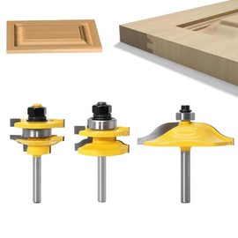 Ozmatip 3PCS Router Bit Set, 1/4 Inch Shank Raised Panel Cabinet Door Making Router Bits, Ogee Rail and Stile Router Bit Set for Woodworking