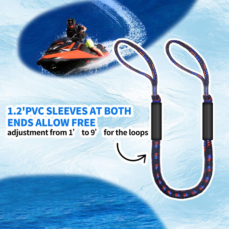 4FT Bungee Dock Line for Boats – Shock-Absorbing Elastic Rope