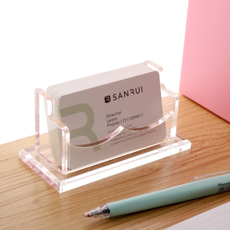 SANRUI Acrylic Business Card Stand Business Card Holder Organizer Box