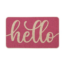 Artoid Mode Artoid Mode Pink Hello Spring Doormat, Summer Home Decor Low-Profile Switch Rug Door Mat Floor Mat for Indoor Outdoor 17x29 Inch