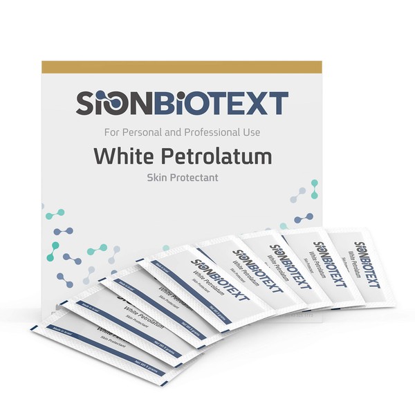 White Petrolatum Jelly by Sion Biotext - Large Value Pack - Skin Intensive Therapy, Chapped Lip Balm, Prevent and Protect Diaper Rash, Cracked Heels & Feet individual Foil Packs 0.5 Gram, 144-count