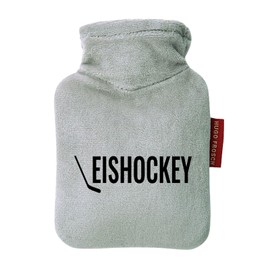 Huuraa Taschenwärmer Eishockey Hockey Geschenk 0,2 Liter Grey Mini Veloursbezug Eishockey Geschenkidee