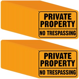 Tandefio 100 Pack No Trespassing Signs Private Property Metal Anti-Rust Aluminum, Reflective Security Private Property Warning Sign for Home Yard Business, Durable/Weatherproof Up, 7 x 10''(Yellow)