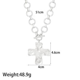 Quivox Cross Toggle Choker Necklace for Women,Trendy Gold Hammer Crucifix Pendant Chunky Link Chain Necklaces,Minimalist Faith Based Gifts for Baptism (Silver)