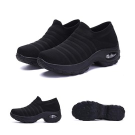 TANTOO - Mocasines cómodos con Plataforma y cuña para Mujer, Pure Negro, 7 US