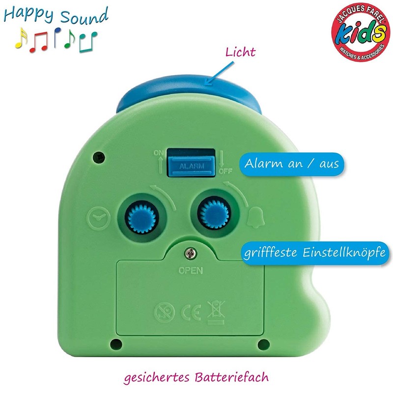 JACQUES FAREL HappySound Kinderwecker Soundwecker Hellgrün Mint mit Melodie Vogelgesang