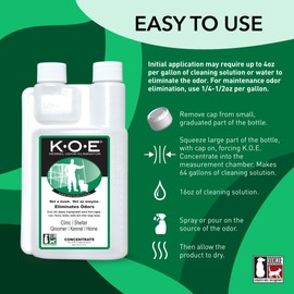 Odorcide, Thornell KOE Kennel Odor Eliminator Concentrate, Great for Cages, Runs, Floors & More, Pet Odor Eliminator for Home & Kennel w/Safe, Non-Enzymatic Formula, 16 oz, White – Not A Spray Bottle