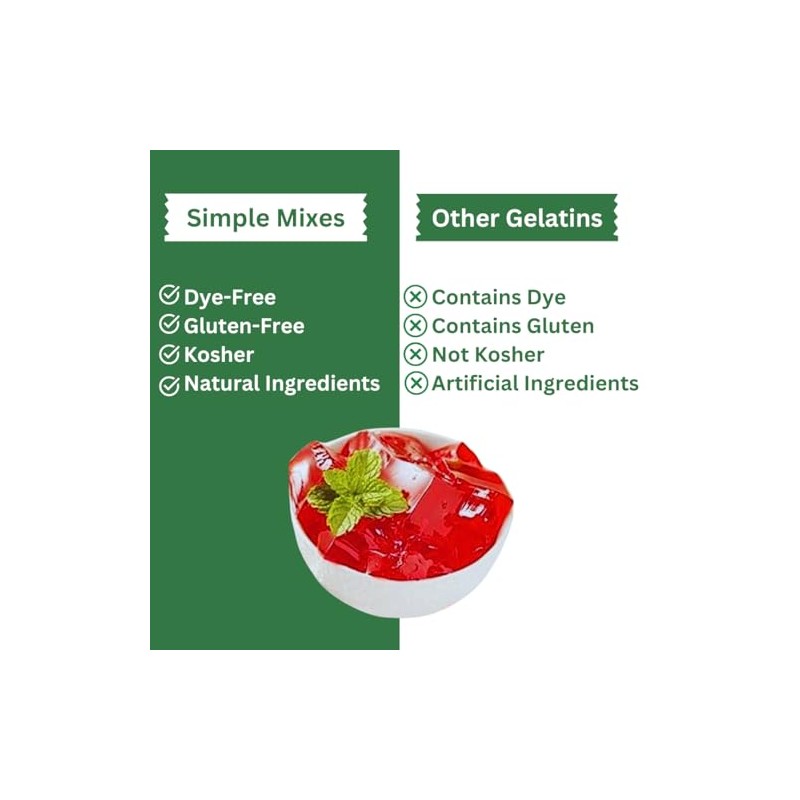 Simple Mixes Natural Gelatin Dessert, Raspberry, Strawberry & Cherry, Healthy