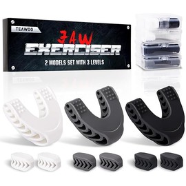 9PCS Jaw Exerciser for Men & Women, 2 Model Set with 3 Resistance Levels Silicone Jaw Toner for Beginner, Intermediate & Advanced Users, Jawline Exerciser (White/Grey/Black)