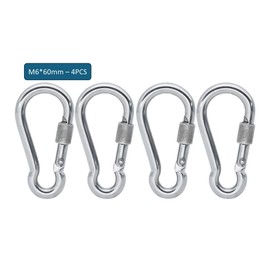 Set of 4 Snap Hooks, 304 Stainless Steel Spring Snap Hook Carabiner, 60mm Quick Link Carabiner Clips for Camping, Fishing, Hiking, Traveling, Backpack, Dog Leash, Keychain