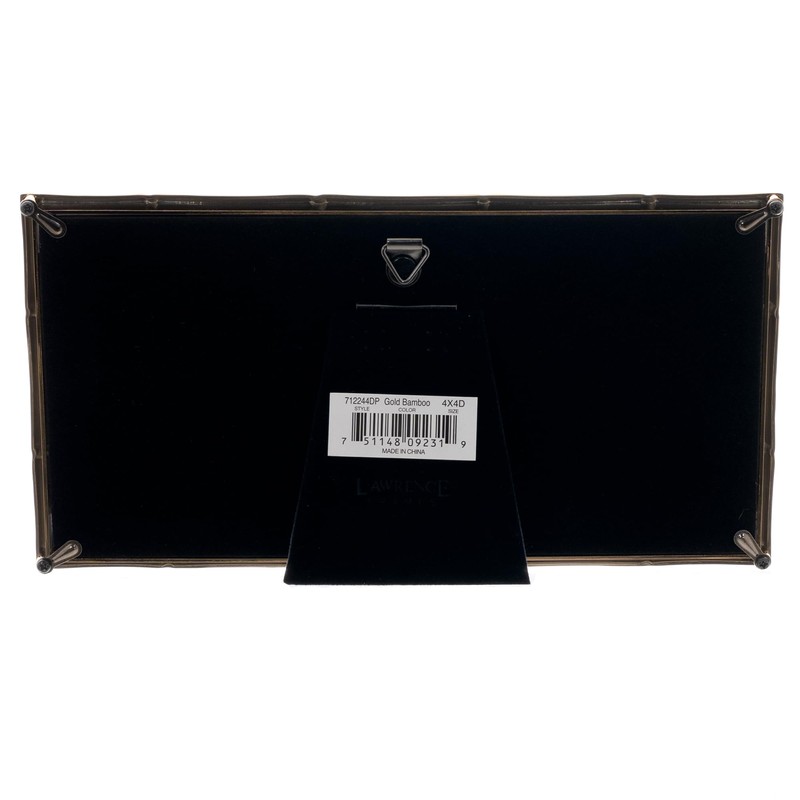 Lawrence Frames 4x4 Double Gold Metal Picture Frame with Bamboo