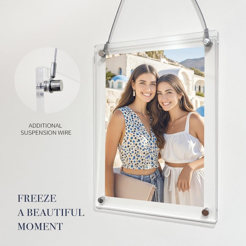 Suaific 2 Pack 5x7 Acrylic Picture Frames with Hanging Kit