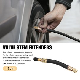 X AUTOHAUX 2pcs 12cm 5" Tire Valve Stem Extension Inflator Extender Hose Universal Fit for Car Motorcycle Bicycle