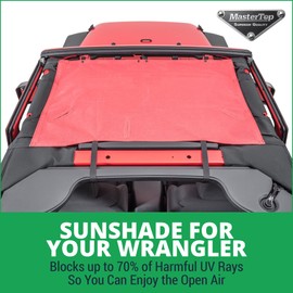 MasterTop Freedom Mesh Bimini Top, Red|Fits 2007-2018 Jeep JK Wrangler 2 Door Models| No Need to Remove top When Putting Your Hard top Back on| 14201302