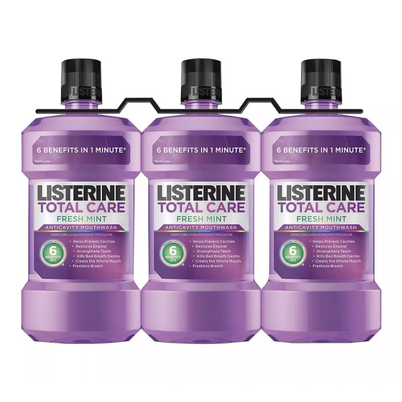 Listerine Total Care Fresh Mint Anticavity Mouthwash, 3 pk./1L