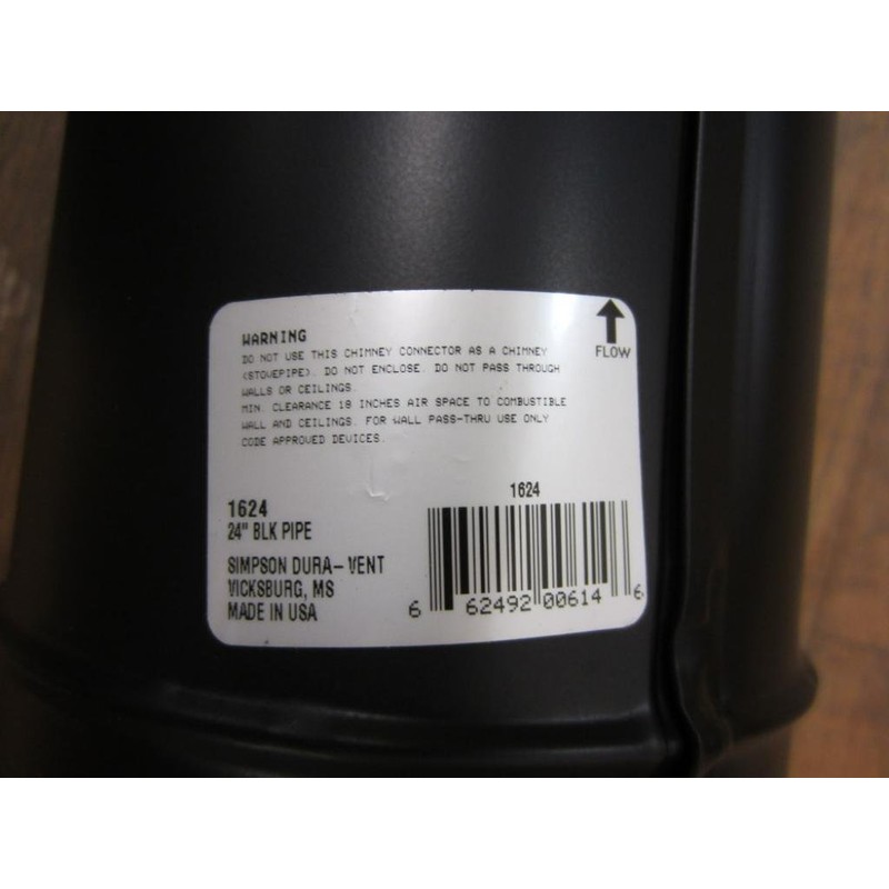 Simpson Duravent 1624 Stove pipe 6"x24" - Black