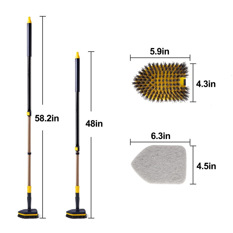 Yocada Tub Tile Scrubber Brush 2 in 1 Cleaning Brush