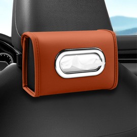 DOAGEAS Car Tissue Holder, Rectangle Tissue Box Cover in Car, PU Leather Backseat Napki Holder Organizer Fit for 100-155mm Tissues Seat Back Tissue Organizers for Universal Vehicle (Brown)