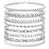 8 Pcs Stainless Steel Bracelets for Men Cuban Link Bracelet