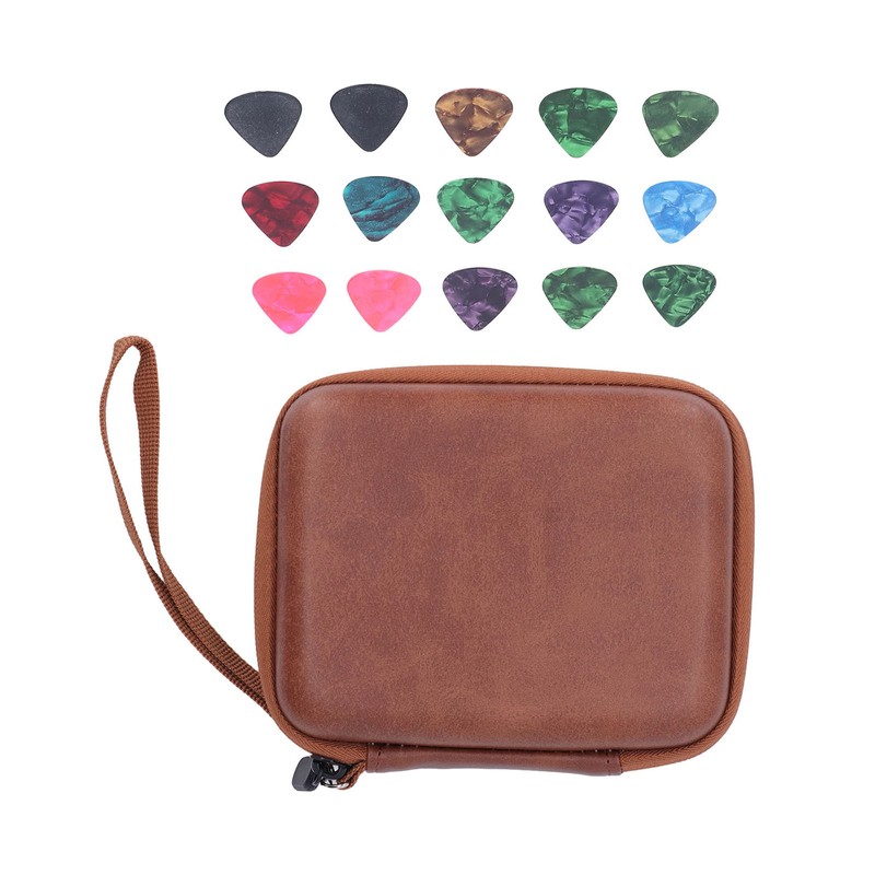 Guitar Pick Bag Set Celluloid Picks Storage Pouch Holder Case