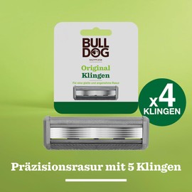 BULLDOG - Wet Shaving for Men, Original Razor Blades, 4 Replacement Blades, 5-Way Blade