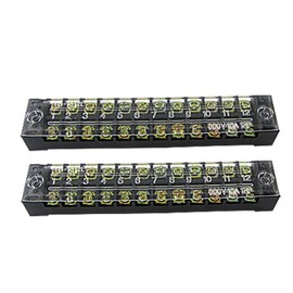 GBSTORE 12 Position, 600V 15A , Dual Rows Covered Barrier Screw Terminal Block 2pcs