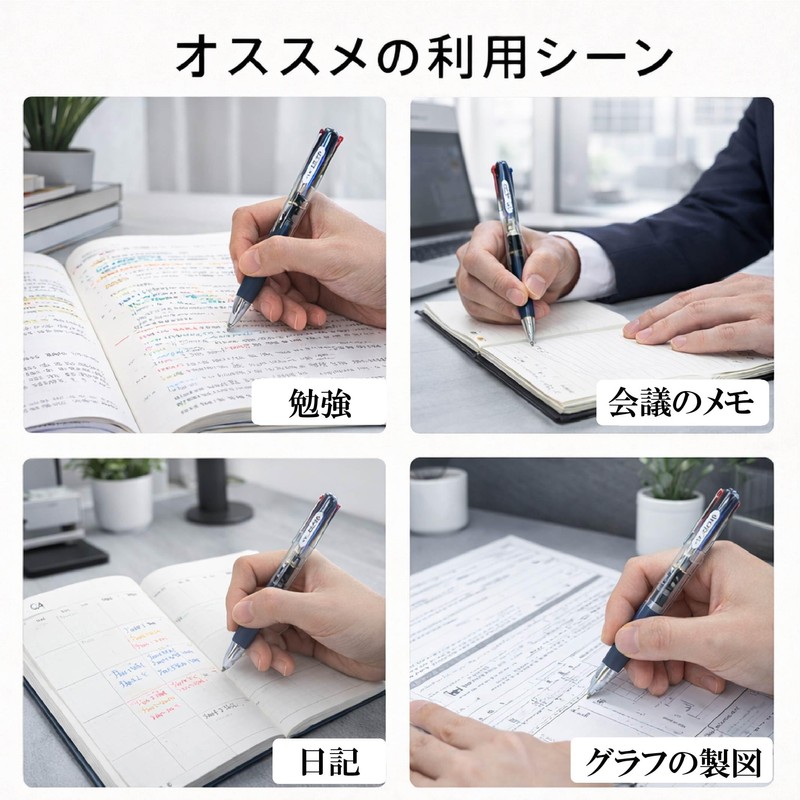 Studio Plus 3-Color Ballpoint Pen, Oil-Based, Easy to Write, Popular,