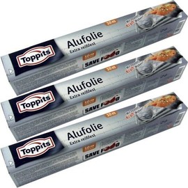 Toppits Three Aluminium Foil Extra Tear-Resistant with Double Force Honeycomb (Pack of 3 x 10 m x 29.5 cm)
