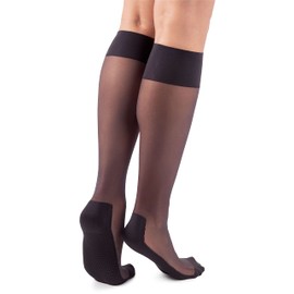 LORES Pop Socks Ladies Knee-highs Breathable with Massage Sole Pressure-Free 20 DEN One Pair, Nero