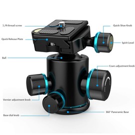 Andoer camera tripod, ball head with quick release plate 1/4 inch screw.