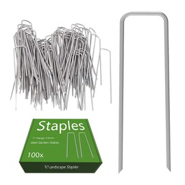 AAGUT Garden Stakes Pins Landscape Staples 100 Pack 6 Inch 11-Gauge Galvanized Lawn Stake for Dog Fence, Weed Barrier Fabric, Ground Cover, Irrigation Tubing Soaker Hose, Chicken Wire