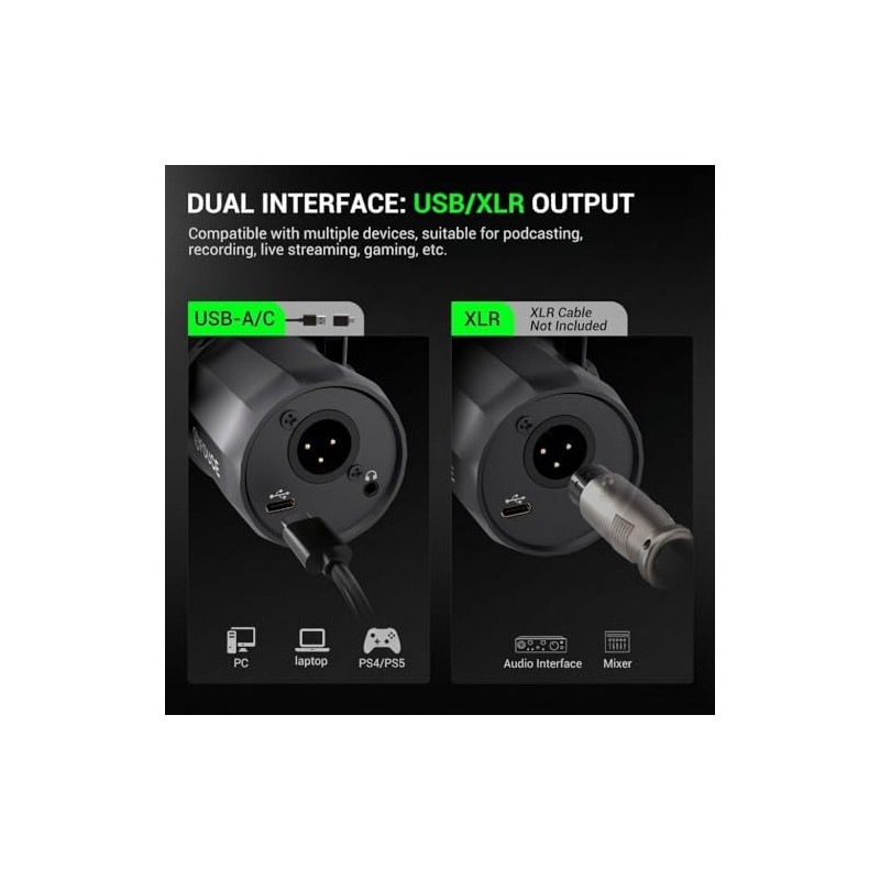 FDUCE SL40 Dynamic Podcast Microphone,USBXLR Microphone Kit for podcasting,GamingStreaming,Boom Arm