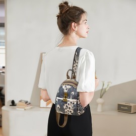 DEEVORCA Fashion Women Backpack Shoulder Bags Casual Anti-Theft Chest Bag Work Travel Shopping Small Dayback Crossbody Nylon Waterproof Printed Women's Backpack Handbag Blue A