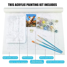 sukoly Paint by Numbers for Adults - Paint by Number Kits for Children Kids Animal,Painting by Numbers for Adults Beginner DIY Canvas Oil Painting 16 x 20 Inch Without Frame (Pig)