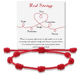 GolbalJew Red String Bracelet for Women Adjustable 7 Knots Red Cord Bracelets for Protection and Good Luck, Birthday Christmas Gift