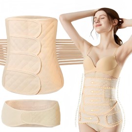 Faja Postparto cesarea,Fajas Postquirurgicas para Mujer,2 Piezas de Cinturón de Apoyo Parto y cinturón pélvico de Puro algodón,Soporte de Espalda,Faja Post Parto y Post Cesarea para Mujer y Maternidad