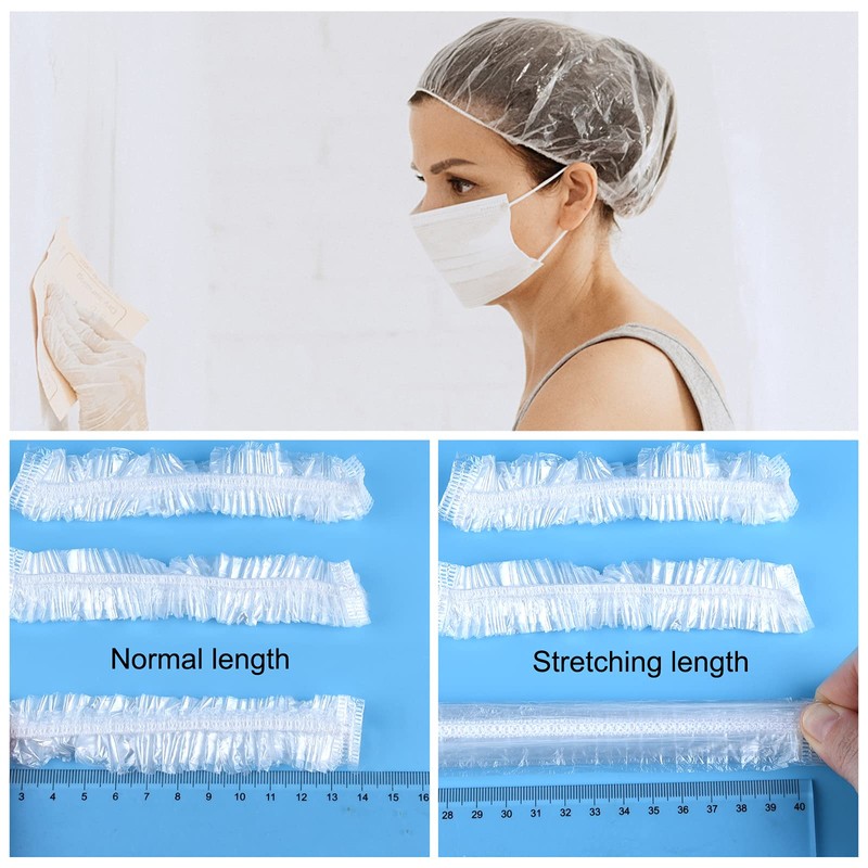 TUPARKA 120 Pcs Disposable Shower Caps Plastic Elastic Bath Cap