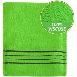 Italy Towel Tistom Korean Exfoliating Bath Washcloth Italy Towel Exfoliating Scrub Bath Mitten 5 Pcs (Green-3 Yellow-2)